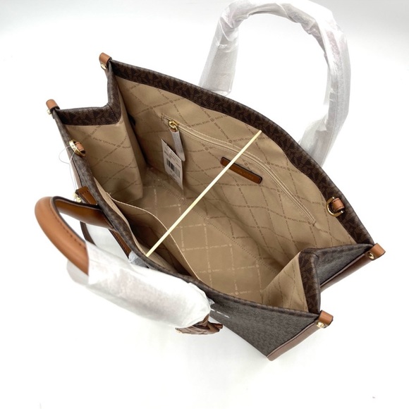 Michael Kors Mirella Medium EW Tote Bag & Trifold Wallet Brown - Picture 7 of 11